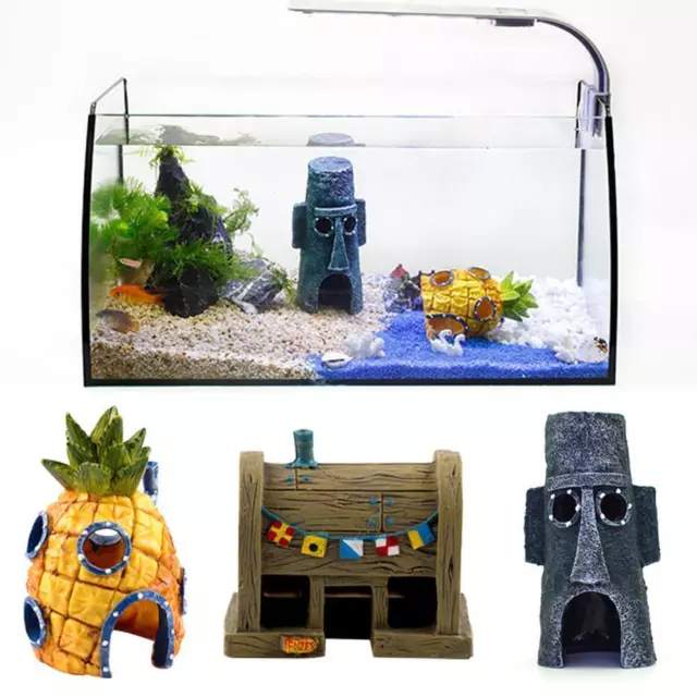Aquarium Pineapple House Ornament Fish Tank SpongeBob House Decoration Kids Gift