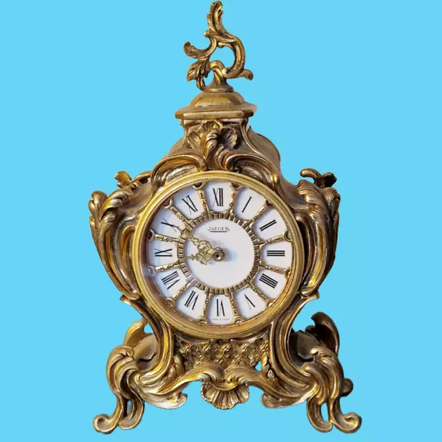 Jaeger bronze clock, Louis XV rococo style, Roman numerals