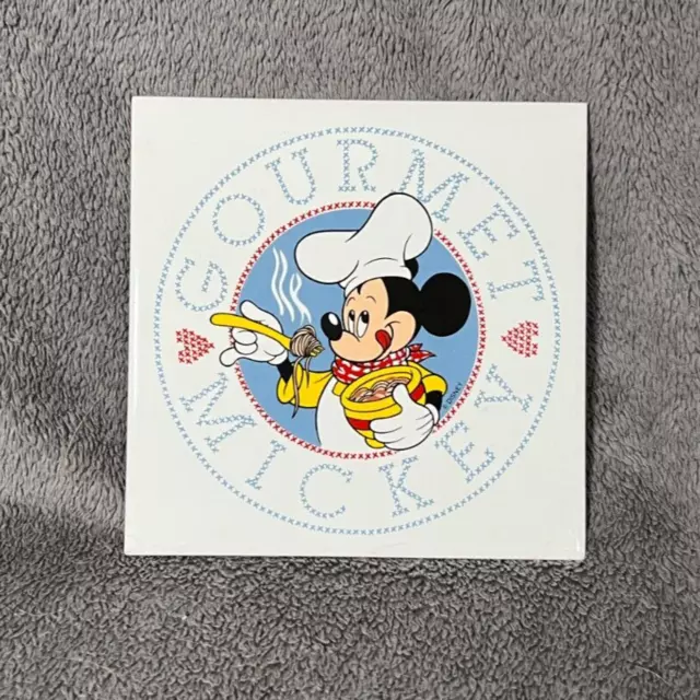 Vintage Disney Mickey Mouse Gourmet Chef 6” Ceramic Trivet Tile Orient