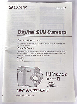 Manual de papel Sony Mavica para instrucciones de información de funcionamiento MVC-FD100 / MVC-FD200