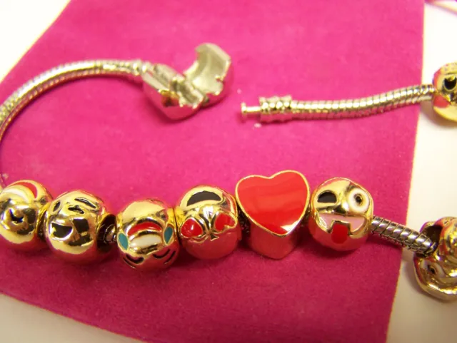 Emoji Bracelet Jewelry Beads Heart Charms