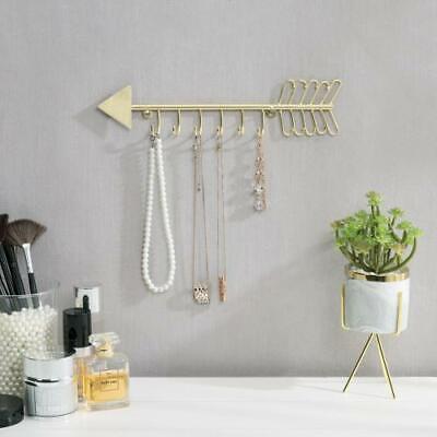 Brass Tone Arrow Design Jewelry Necklace Hanger Organizer Rack with 6 Hooks