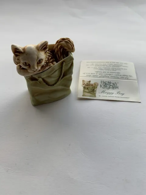 Harmony Kingdom  Cat Kitten “Moggy Bag”  Figurine Retired 1999 No Box Retired