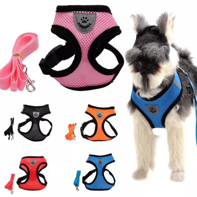 Quality Small Dog Cat Puppy Harness+Lead Pet Mesh Vest Reflective Adjustable~m'