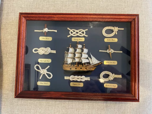Nautical Ship And Sailor's Knots Framed Shadow Box