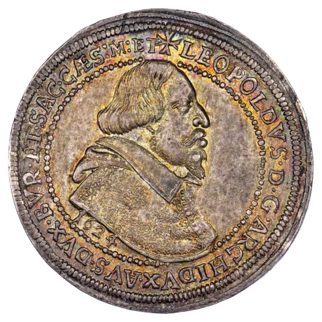 Autriche Thaler 1624 argent Léopold V Landgraviat Haute Alsace SUP monnaie