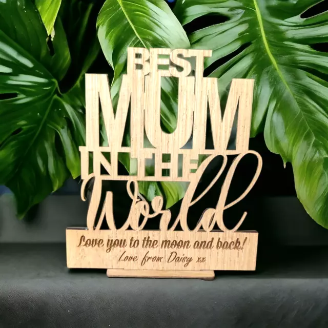 Mothers Day Personalised Gift Best Mum Plaque Wooden Oak Gifts Custom Engraving