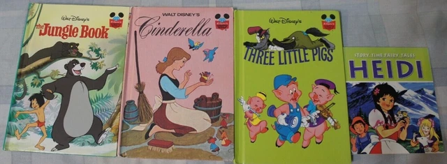 Lot of 3 Walt Disney Vintage Books - Three Little Pigs, Cinderella, Jungle Book