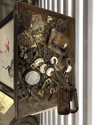Vintage Lot Brass Copper Metal Drawer Pulls Parts Handles Hardware Salvage Porc