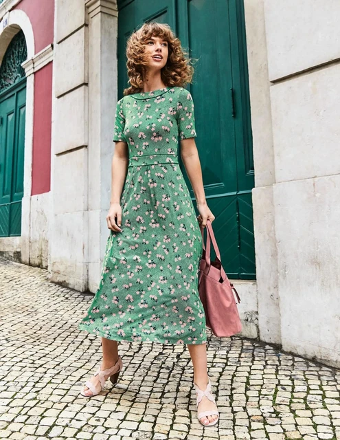 BODEN AVA JERSEY midi dress size 18 reg forest-chalky pink colour J0453  41.95 - PicClick UK