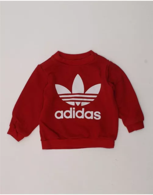 ADIDAS Baby Boys Graphic Sweatshirt Jumper 6-9 Months Red Cotton AO05