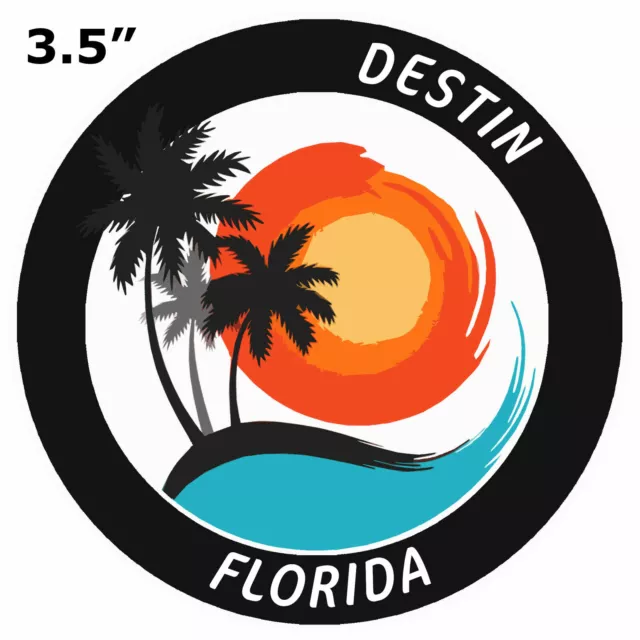 Destin Florida Beach Palm Tree Ocean Car Truck Window Bumper Vinyl Sticker Decal