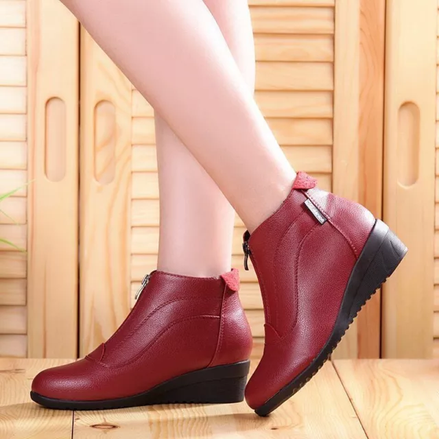 Winter Women Snow Boots Wedge Low Heel Zip Ankle Boot Casual Autumn Shoes Size