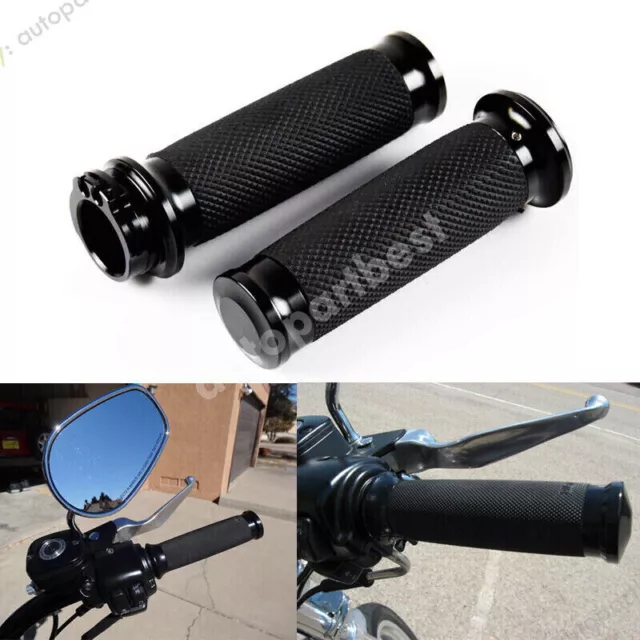 1" Black Handle Bar Hand Grips fit for Harley Touring Sportster XL883 1200 Dyna