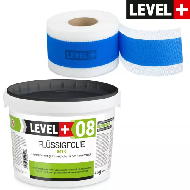 Dichtset für Duschabdichtung Flüssigfolie 4kg Bandset Dichtband HQ LEVEL+ SET304