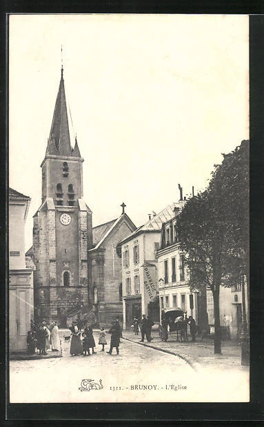 CPA Brunoy, L´Église et la Pharmacie