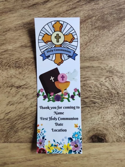 Personalised Holy Communion Favours X6 Bookmarks Thank You Gifts Tokens Keepsake