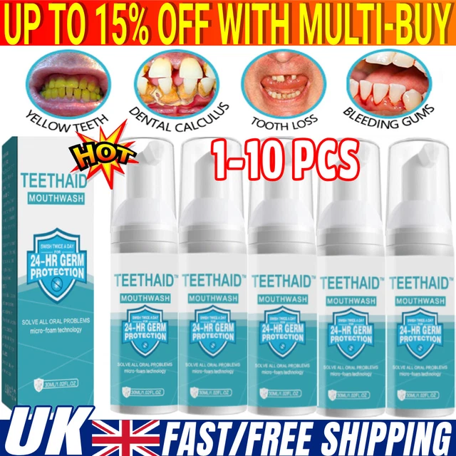 110X TEETHAID MOUTHWASH, Mint Teeth Whitening Foam Mousse Stain Remove