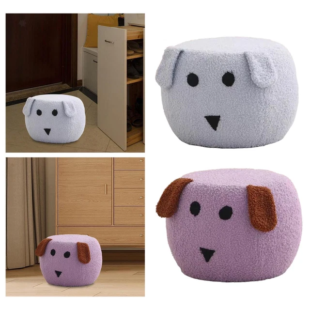 Petit repose-pieds de dessin animé, tabouret ottoman en forme de chien mignon
