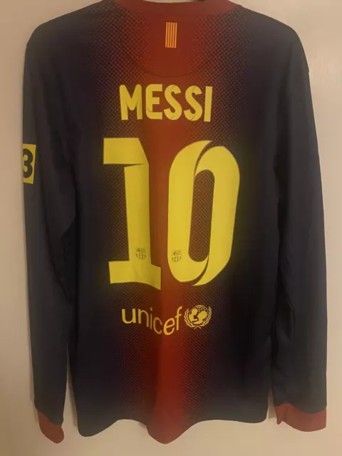 FC Barcelona 2012 - 2013 #10 Lionel Messi Home Nike Long Sleeve LS Shirt Small S