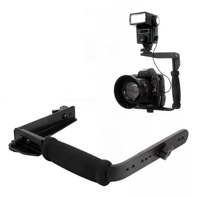 L-Shaped Dual Hot Shoe Speedlight Stand Flash Light Bracket  Photo Studio