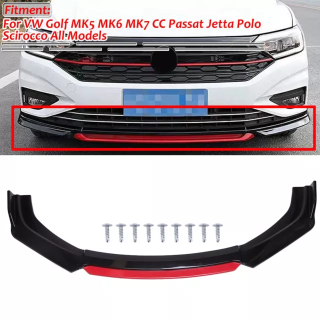 RED Front Bumper Lip Body Kit Splitter For VW Golf MK5 MK6 MK7 MK7.5 GTI GTD R