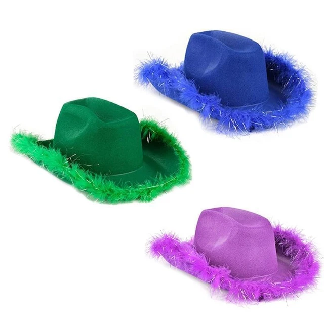 Feather cowgirl hat western cowboy hat bachelorette party hat for