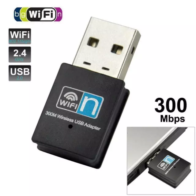 300Mbps Wireless Usb Adapter Wifi Internet Dongle 802.11 B/G/N For Windows7 8 10 2