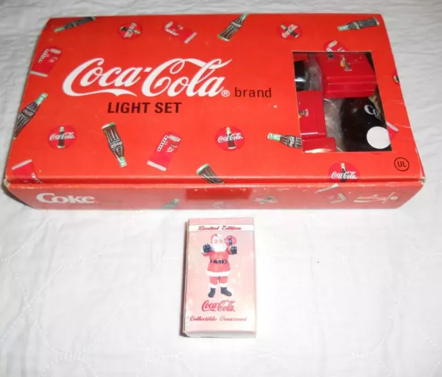 Vintage 1993 Coca Cola String Light Set 14 Ft 10 Lights - Coke Bottles & Santa