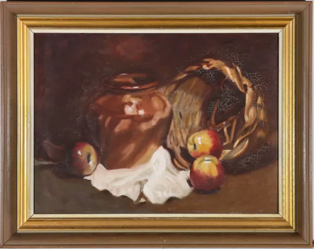 Framed 20th Century Oil - Still life with Apples