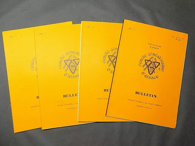 Lot  Bulletin CERCLE GENEALOGIQUE D'ALSACE 1992 (4 trimestres)