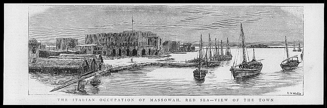 1885 Antique Print -  AFRICA Massowah Italian Occupation Red Sea View Town  (64)