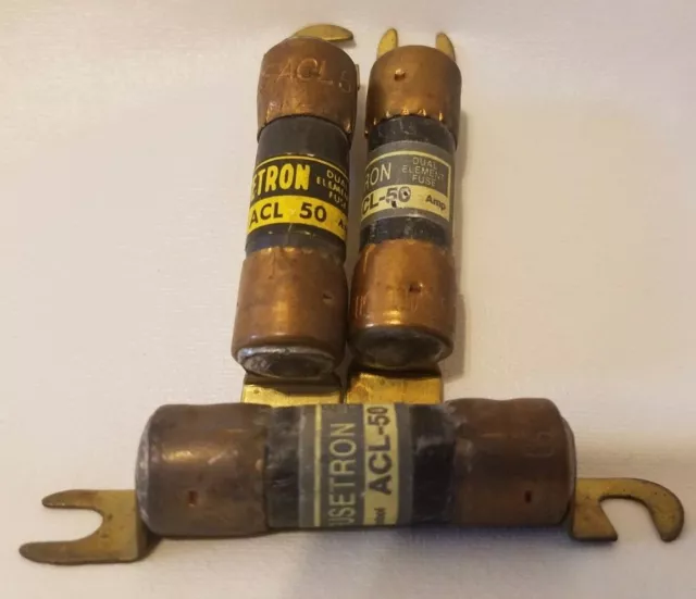 Lot De 3 Buss Cooper Bussmann ACL-50 Fusetron Fusibles ACL50 50A 50 Amp