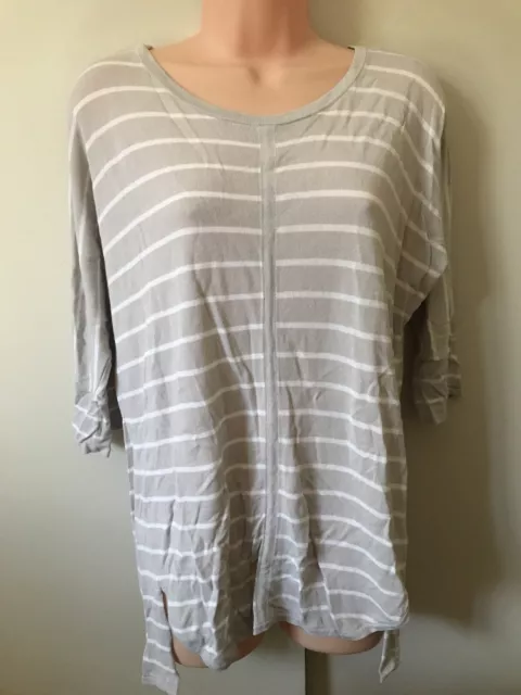 Blue Illusion Knit Jumper SiZe 1/8-10 Pale Grey Off White Striped Minor Pull