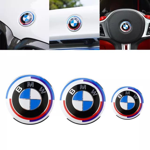 3stück Blau M 50 Jahre Emblem Motorhaube Heckklappe Lenkrad Aufkleber für BMW M