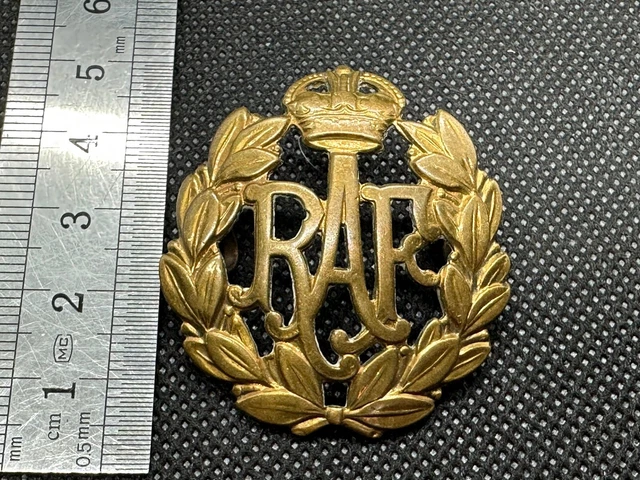 ORIGINAL WW2 BRITISH Royal Air Force RAF Brass Kings Crown Cap Badge £9 ...