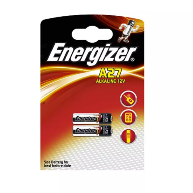 2 x Energizer A27 12V Battery 27A MN27 GP27A E27A EL812