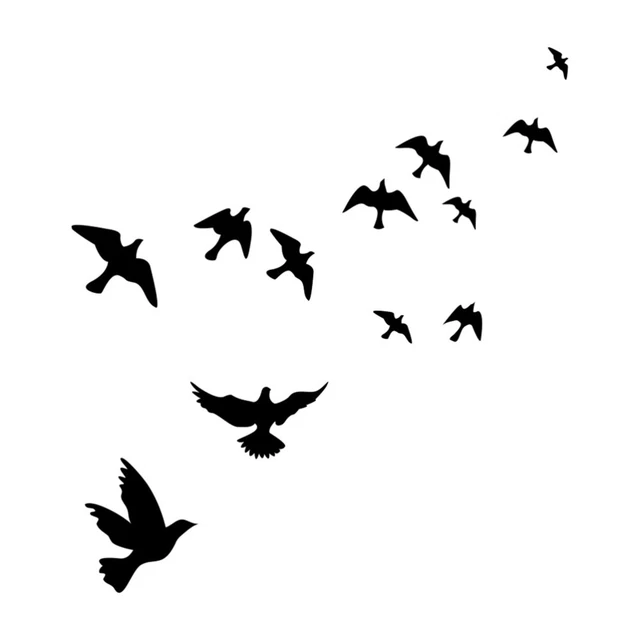 Black Vögel Wandtattoo fliegen hoch in den himmel 3d kreative abnehmbare diy