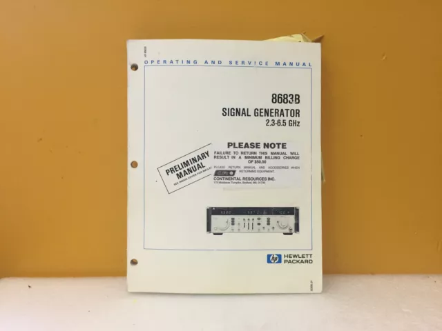 HP / Agilent 8683B Signal Generator Operating + Service Manual