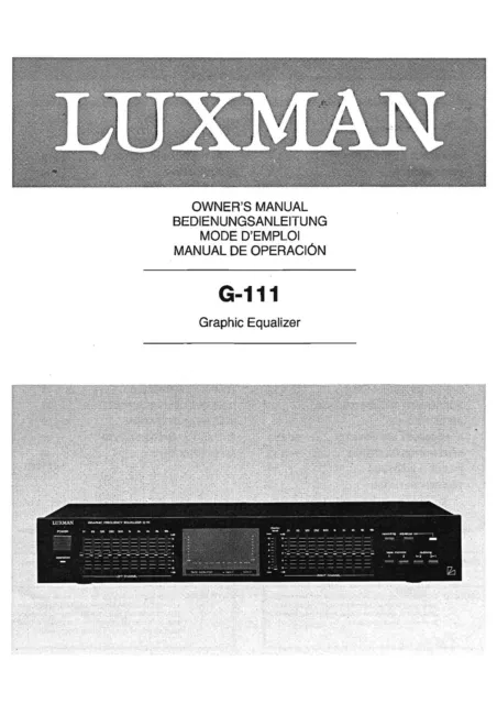 Bedienungsanleitung-Operating Instructions pour Luxman G-111