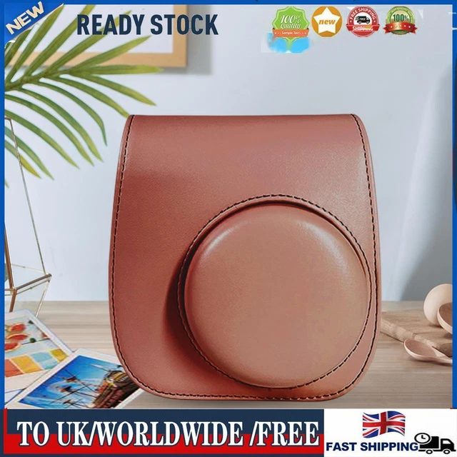 Instant Camera Bags PU Leather for Fujifilm Instax Mini 12/11/9/8 (Light Brown)