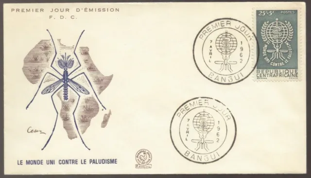 1962 CENTRAFRICAINE MALARIA Unused Limited Edition FDC