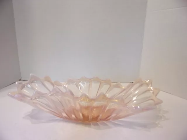 Fostoria Heirloon Console Bowl 15" X 5 1/2" Pink Opalescent