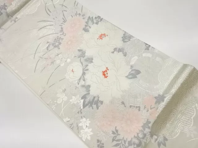 6339587: Japanese Kimono / Vintage Fukuro Obi / Woven Floral Cart