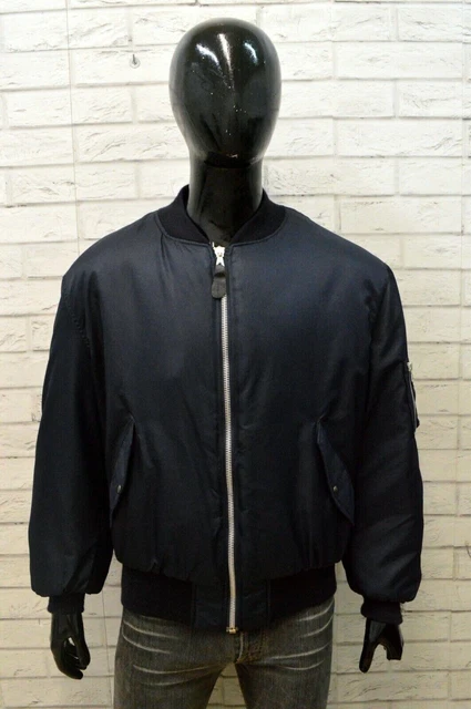 Giubbotto Uomo Taglia Size 2XL Giubbino Cappotto Bomber Man Blu Giacca Usato