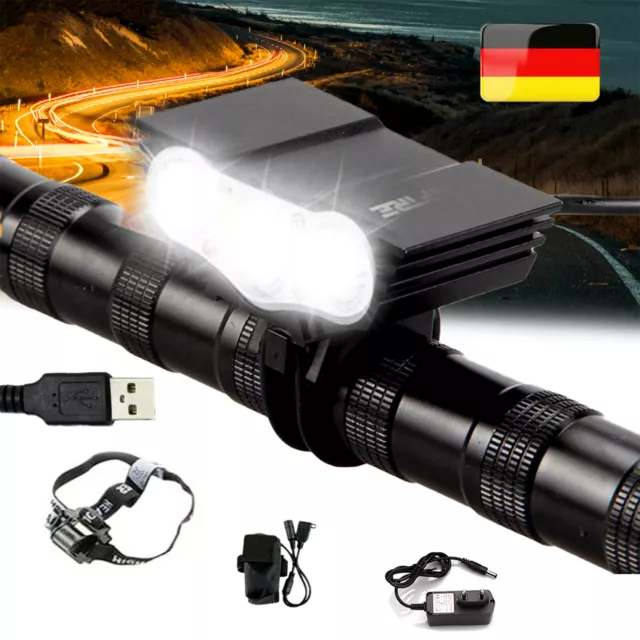 LED Akku Fahrrad Licht Beleuchtung 8000LM T6 XML Scheinwerfer Lampe Set USB