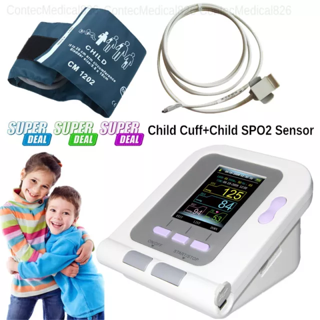 Child Automatic BP Monitors Arm Blood Pressure Monitor+SPO2 Sensor,USB Software