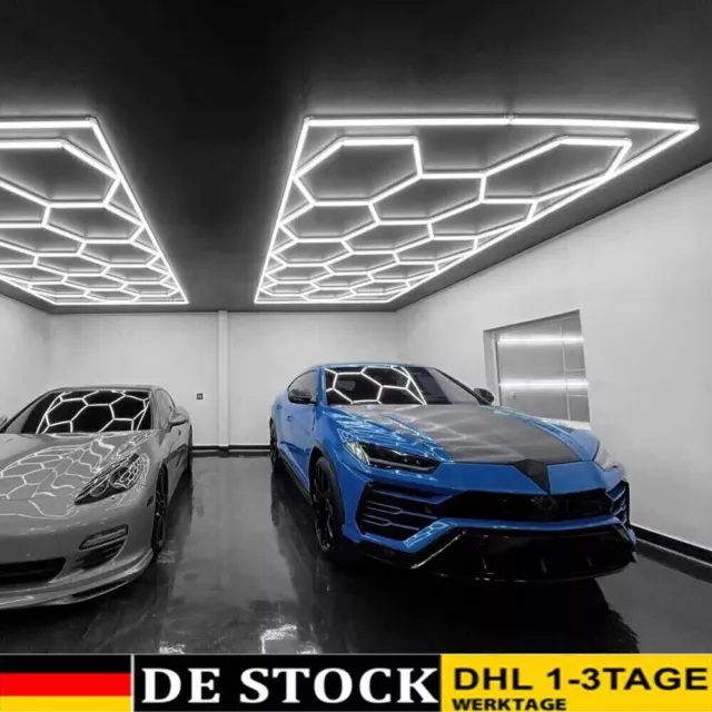 14X Hexagon LED Röhren Werkstatt Garage Wand Decken Leuchte Waben Beleuchtung DE