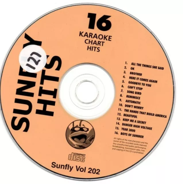 Sunfly Karaoke Hits Volume 202 16 Massive Hits CDG SF202
