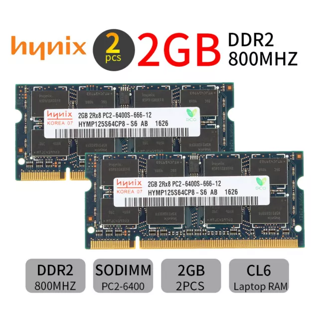 Hynix 4GB 2x2GB 1GB PC2-6400S DDR2 800MHz CL6 200Pin SODIMM Laptop Memory RAM AU